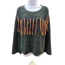 Idol Mind Gray Colorful Fringe Long Sleeve Aztek Western Boho Sweater Wo... - $244.58 MXN