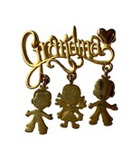 Danecraft Grandma Script Brooch Dangling Children Kids Charms Heart Gold... - $200.21 MXN