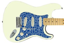 Guitar Skin Wrap Axe Pick guard Headstock Bass Reface - Blue White Crack... - $27.71+