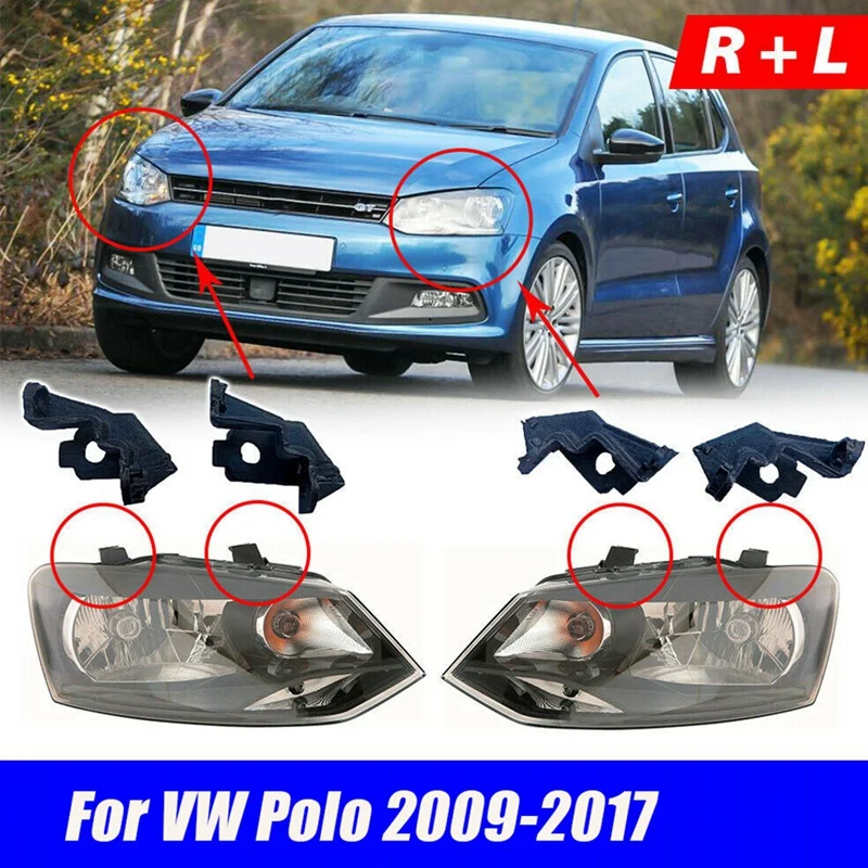 1Pair Front Headlight Mount Bracket Parts Accessories 6R0998225/226 For VW Polo - £17.51 GBP