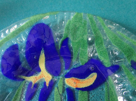 Sydenstricker Glass  Fused Glass  Iris Berry PLATE Blue Water 6 3/4&quot; RARE - £51.43 GBP