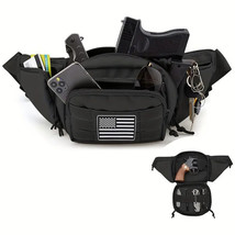 Waterproof Tactical Fanny Pack Holster with Molle System and USA Flag Patch - £23.05 GBP