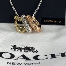 New Coach Rondel Pendant Necklace Tricolor Triple Signature C Motif F87939 J2 - $89.09