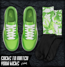 SPLATTER Socks for N Dunk Chlorophyll Vivid Green St Patricks Day 90 T Shirt - £16.53 GBP