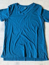 Ladies Eddie bauer Large turquoise solid Short Sleeve Tee Shirt Round Neck - $21.28