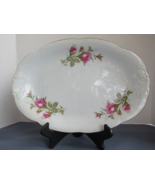 Wawel Poland platter Rose Garden oval 13&quot;white gold trim vtg - $23.47