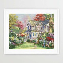Cottage cross stitch country house pattern pdf - Autumn embroidery chart - $16.99