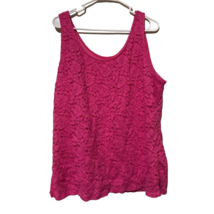 Lane Bryant Tank Top Women&#39;s 18/20 Plus Pink Floral Sleeveless Scoop Neck Lined - £10.24 GBP