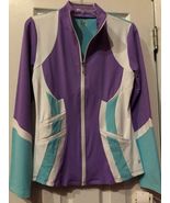 NWT Ladies CATWALK Lavender Aqua Long Sleeve Full Zip Knit Golf Jacket - M - $1,091.67 MXN