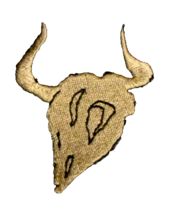 APPLIQUE cow's skull iron on beige w/dk brown outline (applique bx) - $2.70