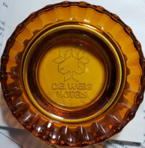 Vintage Del Webb Hotels Amber Glass Ashtray, 3-5/8&quot; x 1&quot; round, heavy, f... - £7.92 GBP