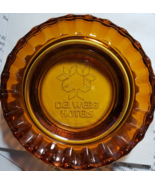Vintage Del Webb Hotels Amber Glass Ashtray, 3-5/8" x 1" round, heavy, faceted - $9.95