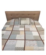 Patchwork Paisley Floral Mixed Printed Quilt Full Blue Brown 1 Sham Beds... - £66.90 GBP