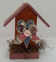 Shabby chiccountry style handmade small wood decorative birdhouse pink blue - $19.75