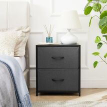 2 Drawer Fabric Nightstand, Grey Finish - $72.09