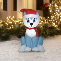 Christmas Airblown Inflatable Husky Dog Puppy Gemmy 3.5 ft Holiday Time Greeter - £32.10 GBP