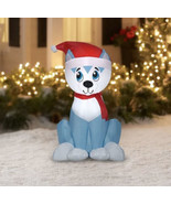 Christmas Airblown Inflatable Husky Dog Puppy Gemmy 3.5 ft Holiday Time ... - £31.41 GBP