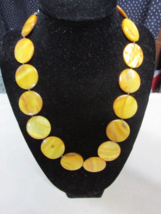&quot;&quot;AMBER COLORED SHELL DISC BEADS - CHOKER NECKLACE&quot;&quot; - £7.00 GBP