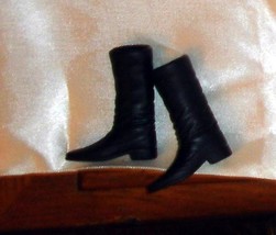 Barbie accessory flat black midcalf boots fr high heel feet doll shoes S... - $12.99