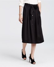 Ann Taylor Button Tie-Waist Midi Skirt Black Size 0 NWT  - $40.00