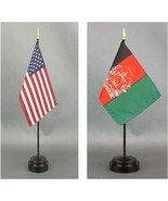 Made in The USA--1 USA &amp; 1 Guinea Bissau Rayon 4&quot;x6&quot; Desk Flags &amp; two bases - $241.39 MXN