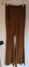 Womens S Forever 21 Brown Faux Suede Texture Wide Leg Casual Pants Leggings - $10.89