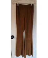 Womens S Forever 21 Brown Faux Suede Texture Wide Leg Casual Pants Leggings - £8.64 GBP