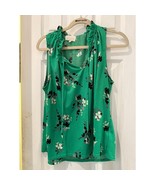 Melloday Green Floral Flutter Sleeve V-Neck Knit Top Womens Size  M - $19.79