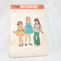 Child&#39;s Dress Jumper Top Blouse Simplicity 7458 Pattern Precut Size 3 Breast 22&quot; - £15.14 GBP