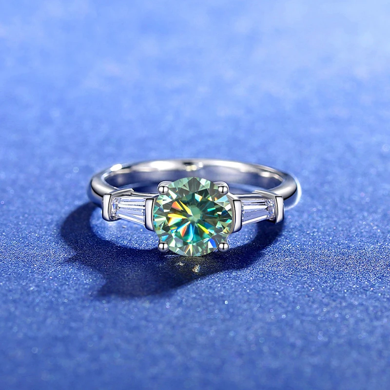 925 Silver 1ct/2ct Blue Moissanite VVS1 Elegant Engagement Wedding Ring For Wome - £92.86 GBP