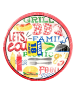 BBQ Disposable Plates 18 Count Barbeque Outdoor Picnic Grill Design 8 Inch - $16.53 CAD