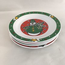 Gibson Everyday Christmas Green Rim White 6 3/4&quot; Bread Salad Side Plates (4) - $14.85