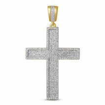 4ct Round Cut Lab-Created Moissanite Cross Pendant 14k Yellow Gold Plated Silver - £94.02 GBP