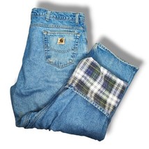 Carhartt Vintage Flannel Lined Denim Work Jeans SF8517 Men&#39;s Sz 44X32 USA Made  - £18.05 GBP