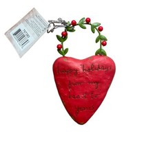 Silvestri Sandra Magsamen Ornament Heart Shape Happy Holidays From My Heart ... - £7.37 GBP