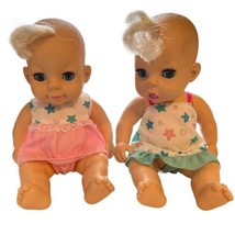 Vintage Sleepy Eyed Babies Dolls 1995 Toy  9&quot; Movable Arms Legs Vinyl Set Of 2 - £11.73 GBP