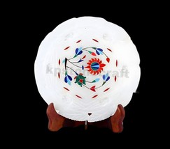 Flower Inlay Work Decorative Marble Plate – 7 Inch (18 cm) - $284.71