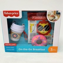 Fisher Price On-The-Go-Breakfast Baby Sensory Set Teether Rattle Crinkle NIB - £15.46 GBP