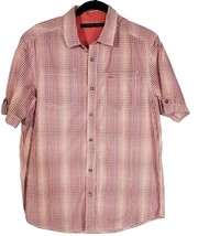 Sean John Button Front Size Large Mens Red White Striped Short Sleeve Shirt - £14.76 GBP