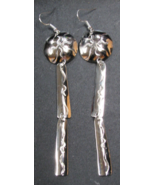 New 4&quot; Concho Dangle Earrings in Nickel Silver Swirl Design C Johnson - €50,64 EUR