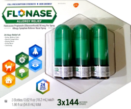 Flonase Fluticasone 50 mcg 24Hr Allergy Relief 3x144 Metered Sprays EXP ... - $1,202.90 MXN