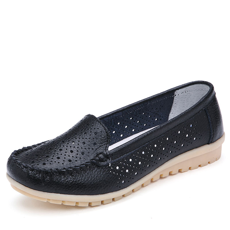 Primary image for Casual Summer Shoes Woman Soft Cow Leather Women Flats Shoe Slip On Women's Loaf