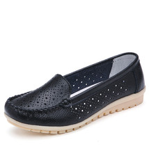 Casual Summer Shoes Woman Soft Cow Leather Women Flats Shoe Slip On Women&#39;s Loaf - £23.77 GBP
