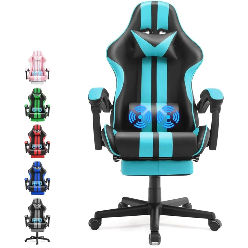 Miami Blue Gaming Chair Computer Gaming Chair With for Adults Teens Shoe-shelf - £117.05 GBP