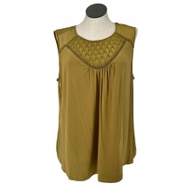 Daniel Rainn Top Womens 2X Sleeveless Smocked Olive Green Keyhole Back F... - £13.40 GBP