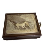 Vintage 70&#39;s Deco-Tel Rotary Telephone Alabaster Stone Hunting Scene on Lid - $82.32 CAD