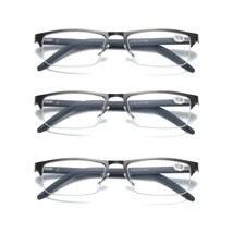 3 PK Mens Half Frame Rectangular Blue Light Blocking Reading Glasses Readers - £10.21 GBP