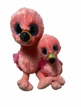 Ty Silk Beanie Boos Gilda 9”and  6&quot;Pink Flamingo Plush Blue Glitter Eyes Lot - £12.52 GBP