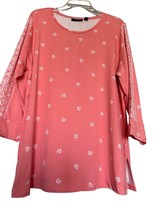 Susan Graver Womens Top Coral Pink XL Floral Paisley Half Sleeve Pullove... - £17.38 GBP