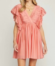 Entro flutter sleeve mini dress in Papaya - size L - $46.53